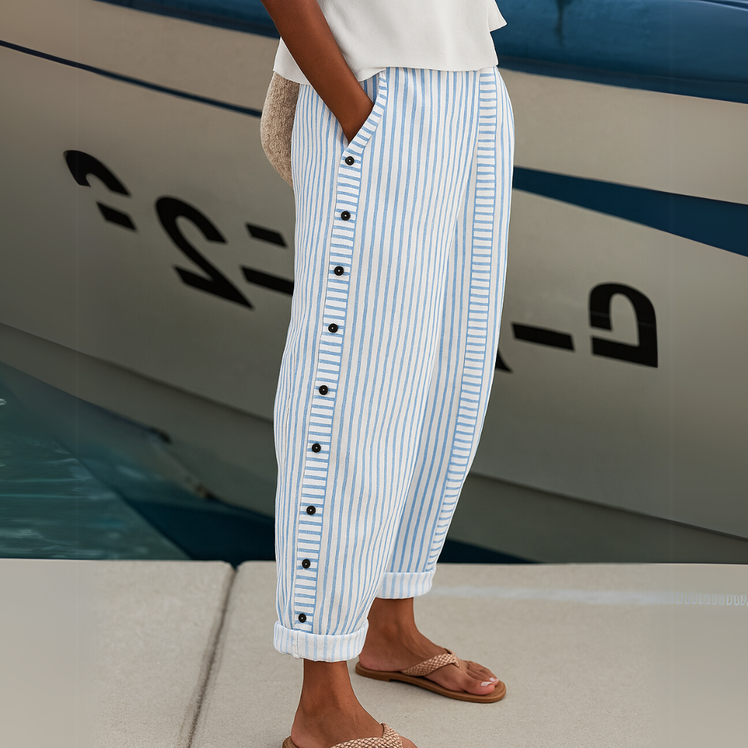 Louise | Stylish Striped Button Pants