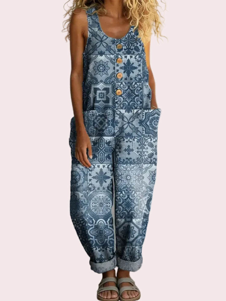 Women's Casual Denim-Look Jumpsuit