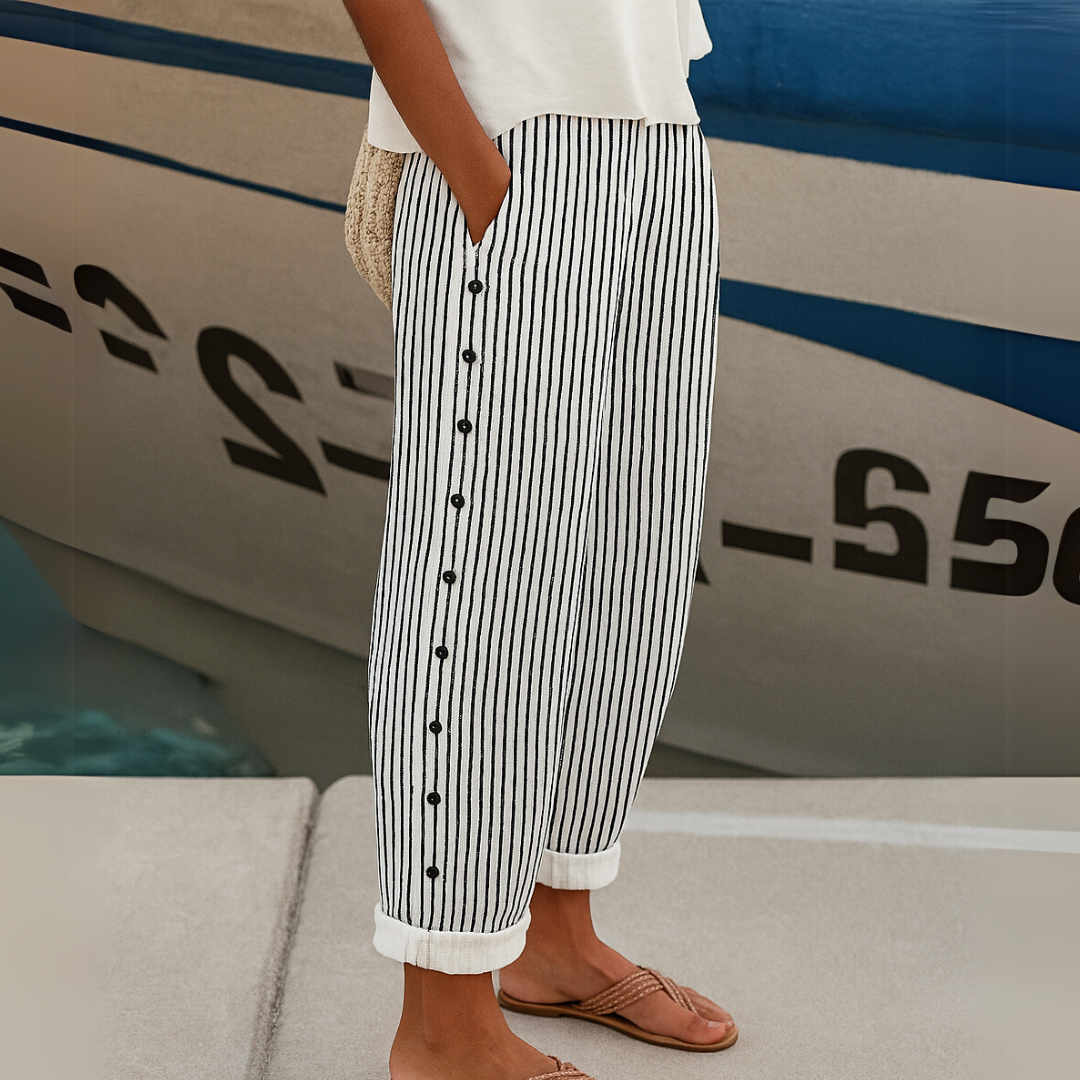 Louise | Stylish Striped Button Pants