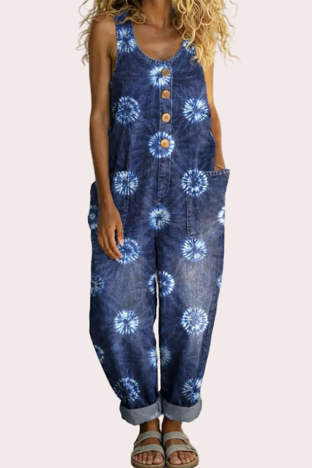 Women's Casual Denim-Look Jumpsuit