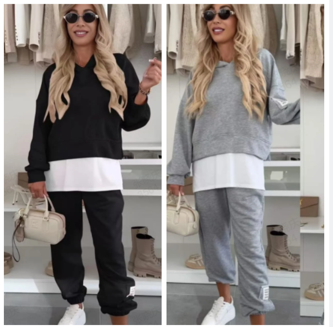 Philippine - Patchwork Hooded Sweatshirt Set