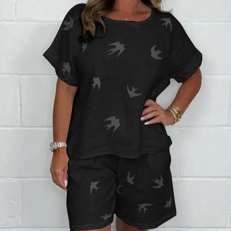 Selena - Casual Printed Cotton and Linen Set