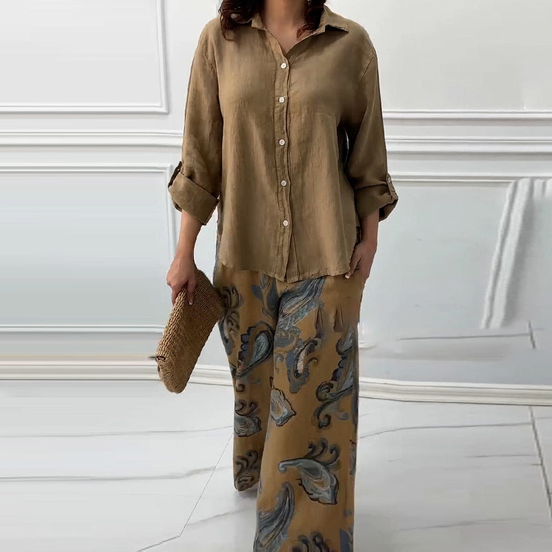 Penelope - Two-Piece Cardigan and High-Waisted Pants Set